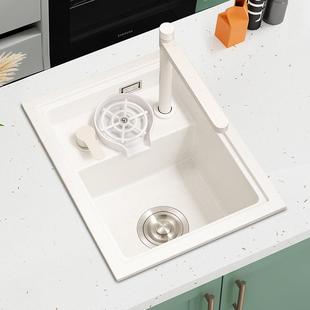 NOEO石英石隐形小水槽带洗杯器厨房单槽隐藏式吧台岛台水槽洗碗池