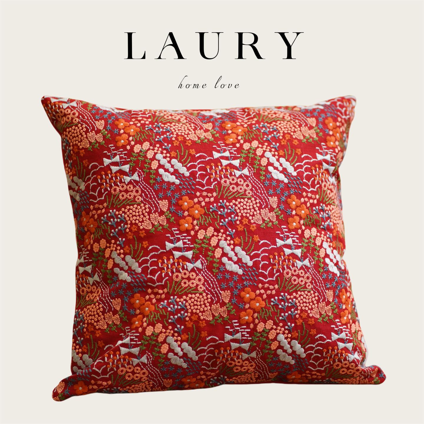 『刺绣』轻奢抱枕车用腰靠垫沙发客厅床头抱枕靠枕民宿田园抱枕套