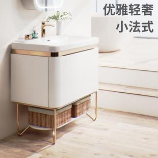 轻奢卫生间大储物浴室柜组合洗漱台洗脸盆柜 宜来卫浴豆蔻现代法式
