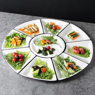 网红陶瓷菜盘组合家庭团圆聚餐盘子套装 创意拼盘餐具个性 家用菜碟