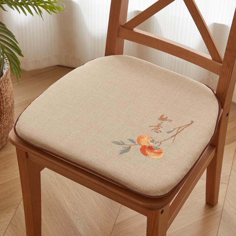 新中式刺绣餐椅垫椅子坐垫实木餐桌家用马蹄形加厚椅子垫防滑座垫