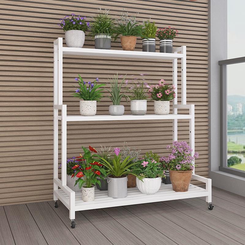 2025新款花架置物架阳台可移动带轮客厅落地式铁艺多层室外花盆