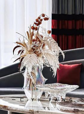 一匚炫彩轻奢样板间琉璃花器果盘组合售楼处餐厅客厅软装搭配摆件