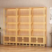 新中式 博古架茶叶展示柜普洱茶饼架紫砂壶架实木茶店货架灯展示柜