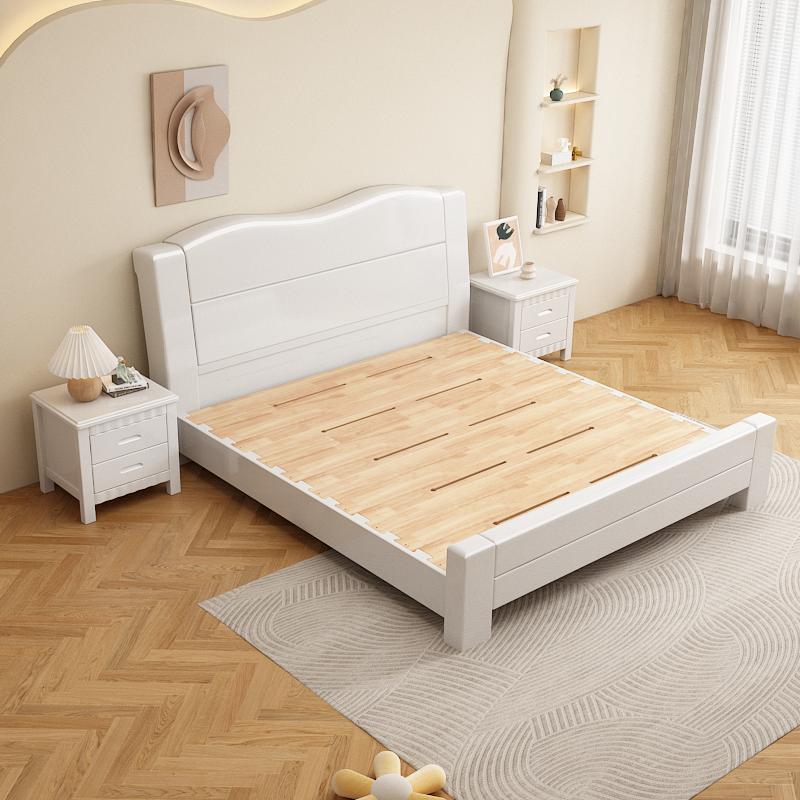 实木床现代简约1.8米双人床家用卧室经济型出租房用单人1.5米床架