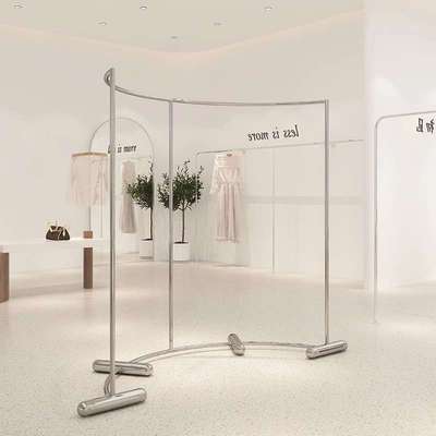 服装店展示架弧形中岛挂衣架落地式不锈钢陈列道具店铺中间衣货架