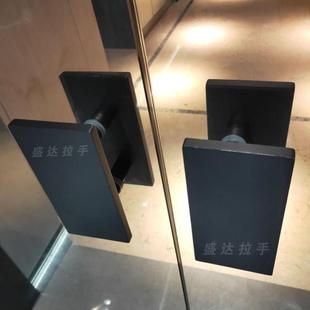 定制LOGO哑黑色木门把手方形对开大门拉手推拉玻璃门拉手把简约风