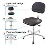 防静电车间凳子医院学校实验室专用升降旋转PU发泡靠背大平面椅子