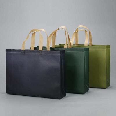 新款纯色覆膜无纺布手提购物袋子订做简约服装环保袋定制logo