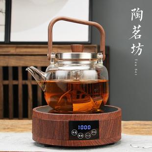 木纹电陶炉茶炉煮茶器 提梁壶耐高温耐热高硼硅玻璃泡茶煮茶壶中式