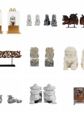 新中式狮子摆件禅意书桌家居客厅书房办公桌房间玄关酒柜软装饰品