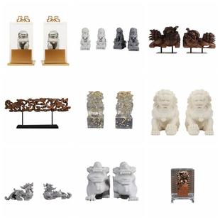 新中式狮子摆件禅意书桌家居客厅书房办公桌房间玄关酒柜软装饰品