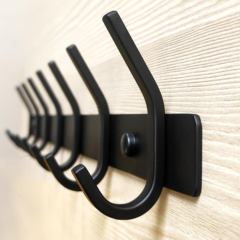 304不锈钢打孔挂钩衣帽钩黑色壁挂墙上挂衣钩免钉长排挂衣服钩子