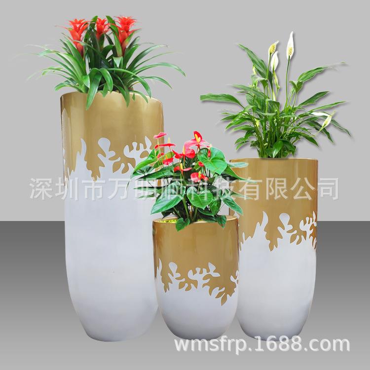 耐用光滑表面的创意玻璃钢花钵室内景观花盆商场盆景花钵
