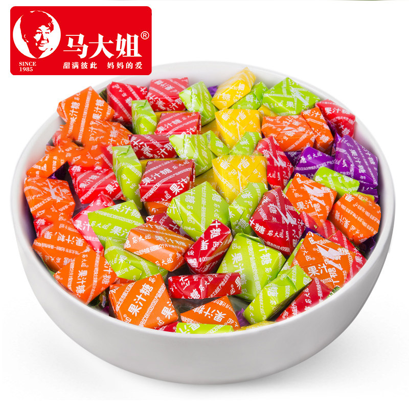 马大姐果汁糖500g婚宴糖方块混合水果味过喜糖休闲办公小零食糖果