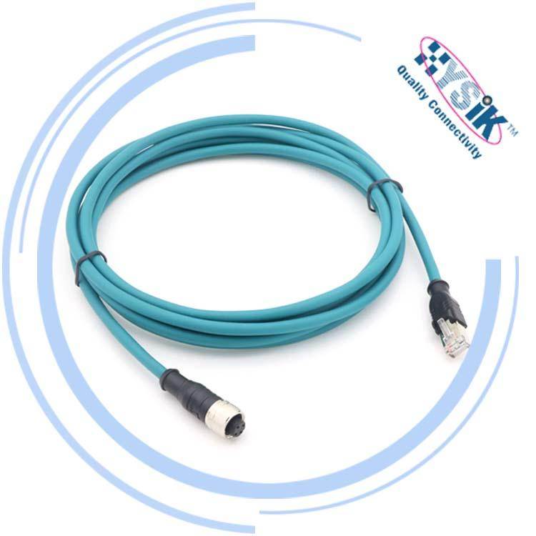 ProfiNet 4芯 D编码M12转RJ45 工业总线电缆连接器