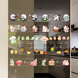 卡通可爱腰线玻璃贴纸布置商品橱窗移动门小心玻璃防撞无胶静电贴