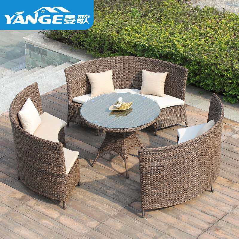 户外藤椅三件套阳台休闲藤编桌椅创意藤椅组合庭院花园PE仿藤家具