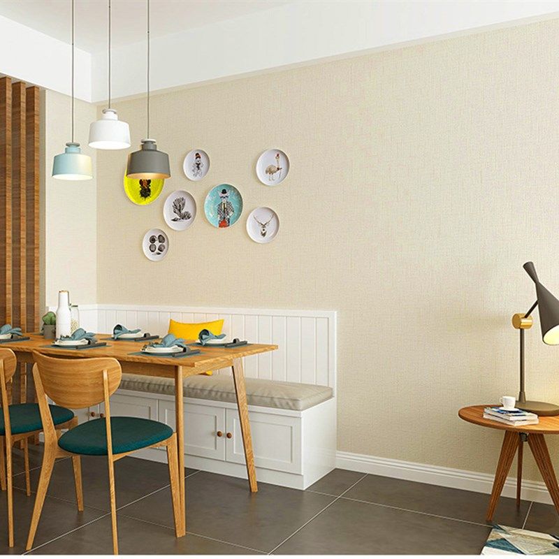 加厚无缝棉麻墙布简约现代田园高端别墅酒店宾馆壁布