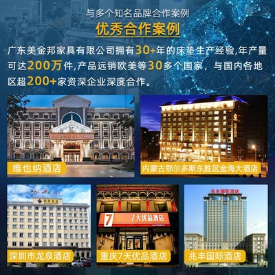 维也纳席梦思高密缓冲棉乳胶弹簧床垫 星级酒店套房床垫尺寸定制