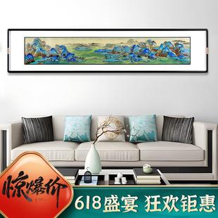 掛畫客廳2025新款 飾畫千里江山圖高級感 手工立體銅雕沙發背景墻裝