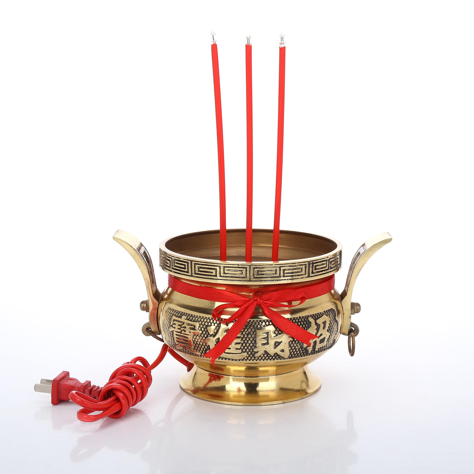 纯铜双环耳电香炉招财进宝香炉吉铜香炉香插 香薰炉