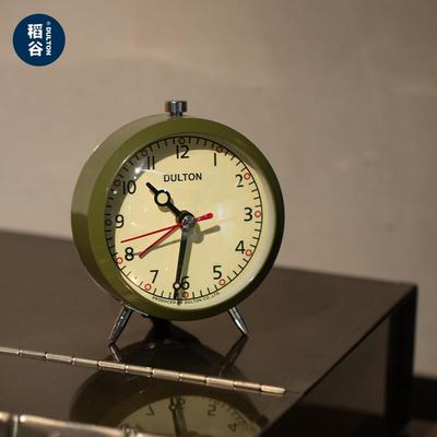 稻谷藏库DULTON 静音覆古金属小闹钟 石英机芯钟表小摆钟