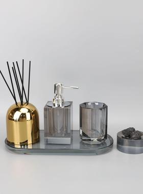 现代轻奢水晶卫浴洗漱套装肥皂盒漱口杯洗手液分装瓶罐子浴室摆件