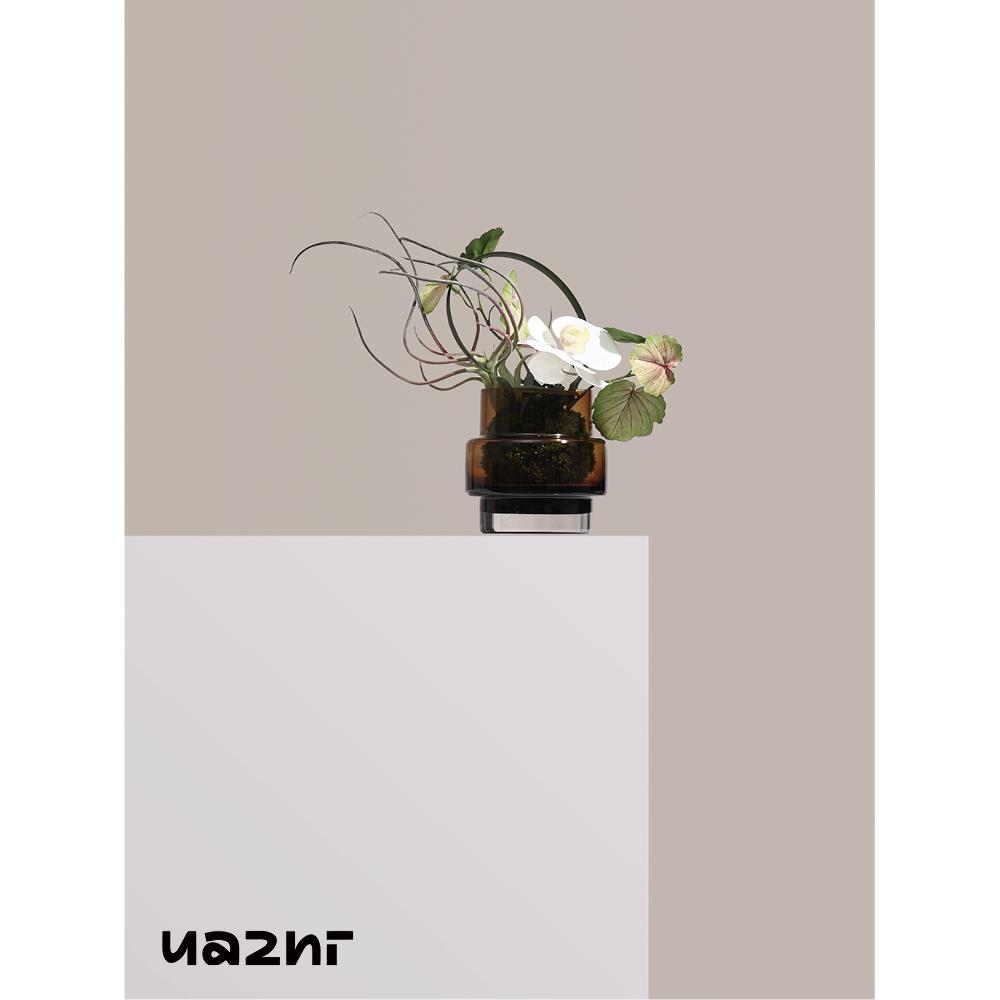 花小只 现代简约玻璃艺术小花艺绿娆 样板间会客厅茶几台面摆件