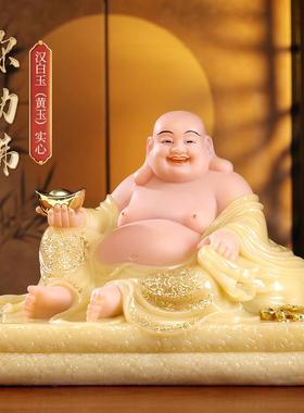 汉白玉黄玉弥勒佛菩萨佛像大肚笑佛摆件宽体布袋元宝弥勒佛供奉