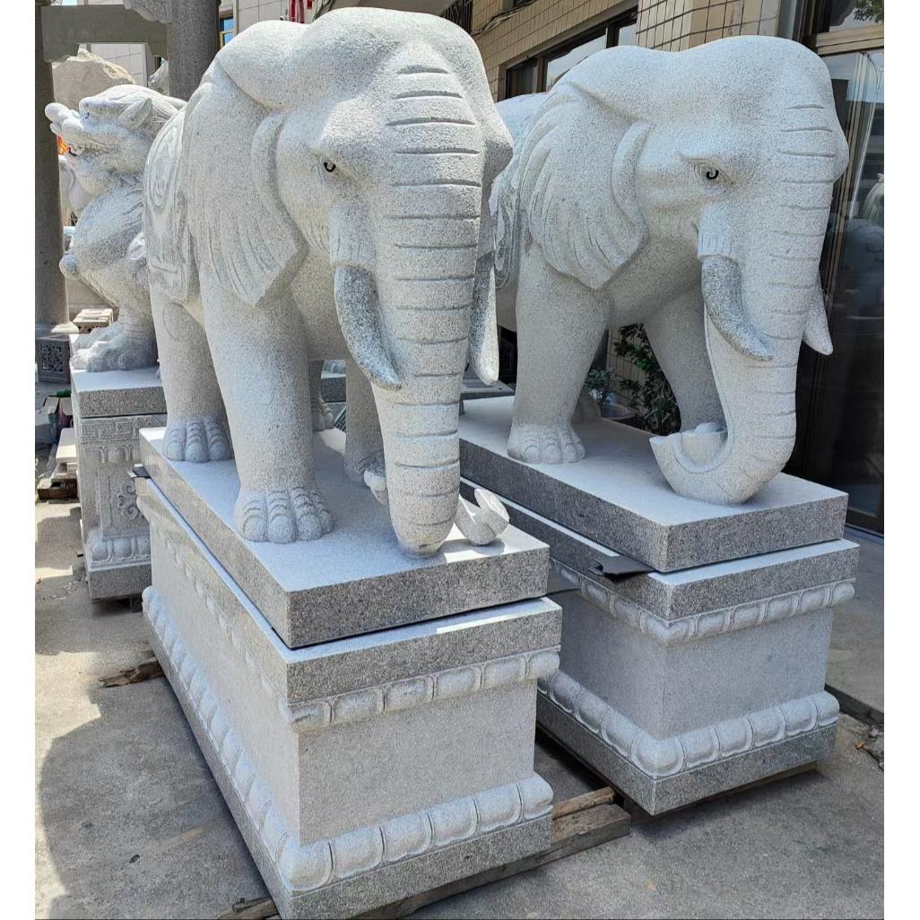 石雕大象花岗岩雕刻石材大象酒店门口石头大象公司大理石雕刻大象