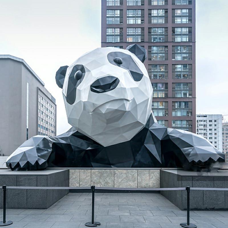 户外大型城市不锈钢雕塑金属几何造型熊不锈钢景观雕塑园林小品