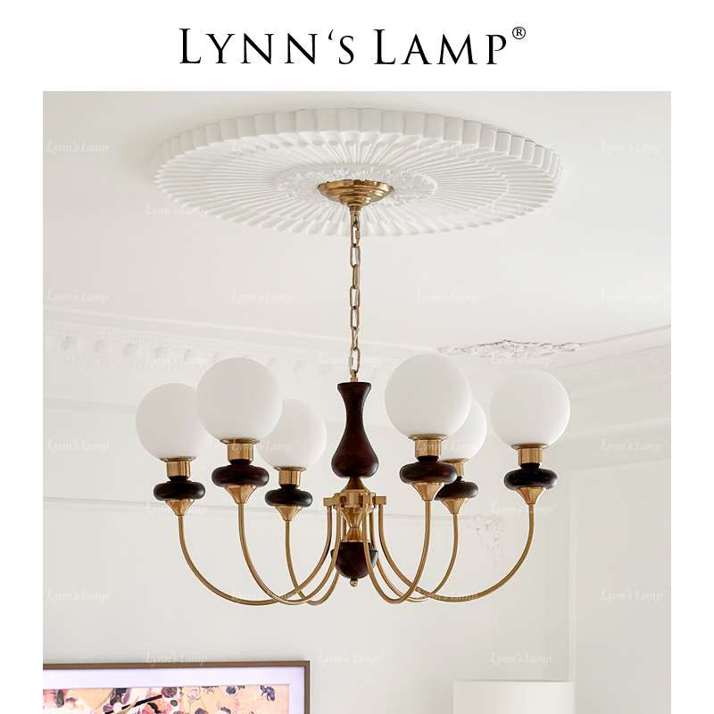 Lynn's立意 中古风实木吊灯 客厅餐厅法式魔豆南洋复古卧室主灯具