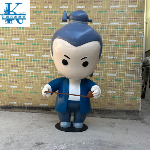 玻璃钢雕塑厂家彩绘鲁班吉祥物大型艺术美陈摆设落地卡通公仔模型