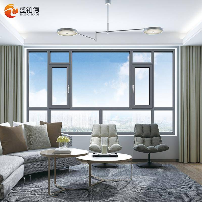 防台风窗户50非断桥平开窗自建房隔音铝合金钢化玻璃中空隔音门窗