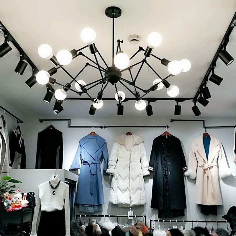 美式复古工业风吊灯创意个性客厅餐厅酒吧服装店多头蜘蛛铁艺灯具