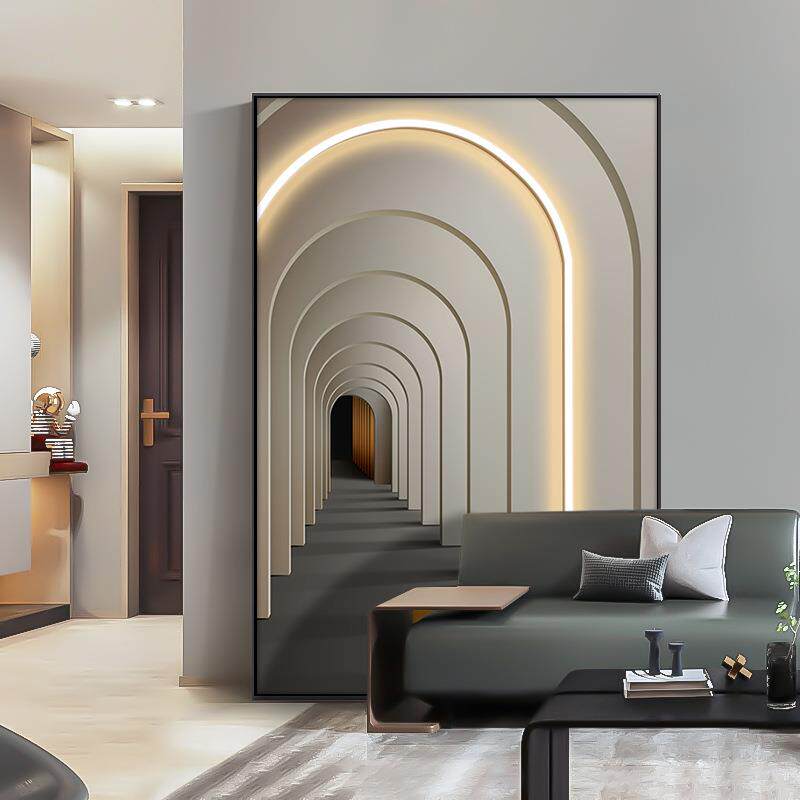 2Fled灯画入户玄关装饰画简约竖版客厅走廊落地壁画空间延伸感挂