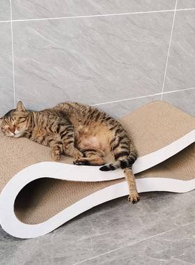 工厂现货瓦楞纸猫抓板白色彩坑8字temu56cm耐磨抓爆款