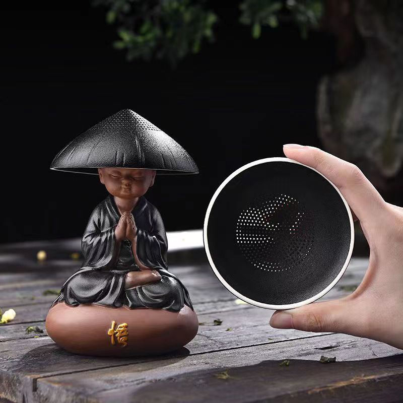 手工全瓷可爱和尚茶漏架