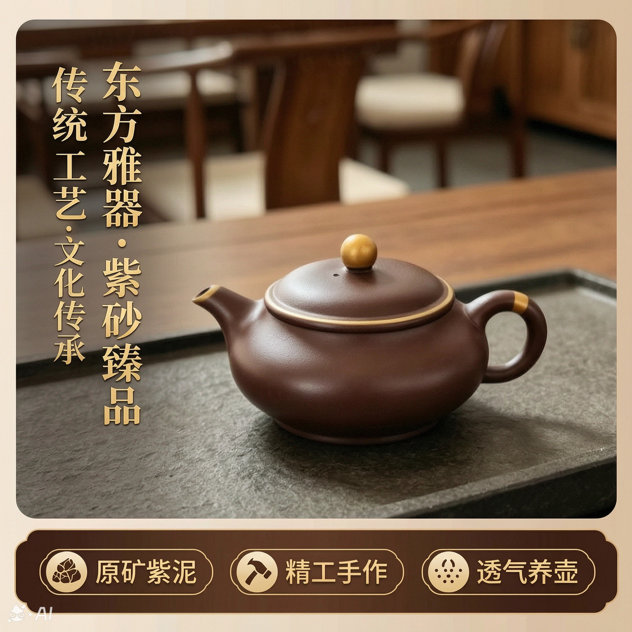 爆款紫砂壶匠人手工制作描金寒江紫砂壶家用泡茶功夫茶壶高档茶具