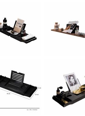 样板间卫生间摆件浴室乳液香薰实木沥水浴缸架软装饰品组合套装