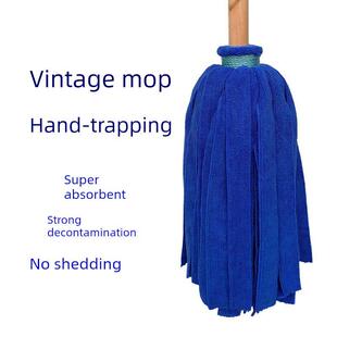 墩布纯手工超细纤维无尘布吸水拖布木杆传统老式地拖圆头拧水拖把