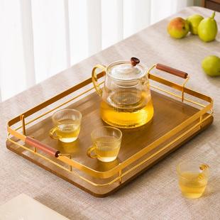 家用轻奢托盘长方形网红ins风放茶杯水杯收纳拖盘餐盘子水果茶盘