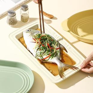 家用大号蒸鱼盘子陶瓷耐高温烤箱专用ins风北欧创意寿司甜品盘碟