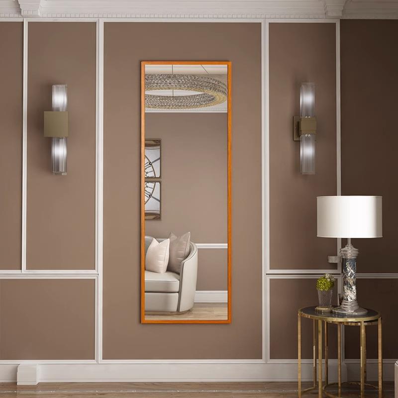 实木穿衣镜全身落地镜家用北欧风玄关挂墙镜子卧室壁挂贴墙试衣镜