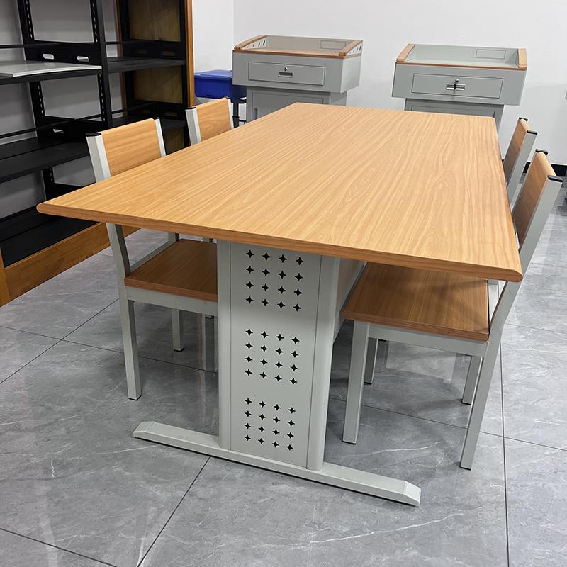 图书馆阅览桌6人位桌椅4人图书室钢制桌子长条桌书法桌