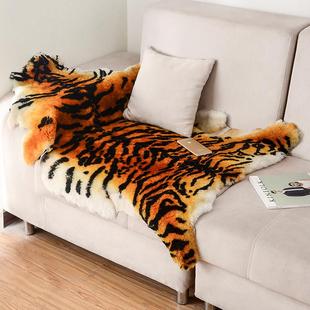 皮毛一体彷真老虎皮客厅地毯沙发垫坐垫壁挂飘窗垫椅子垫床边毯子