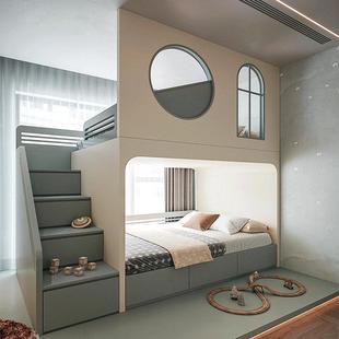 儿童房间全屋定制上下床床榻榻米儿童房衣柜书桌一体组合公主房间