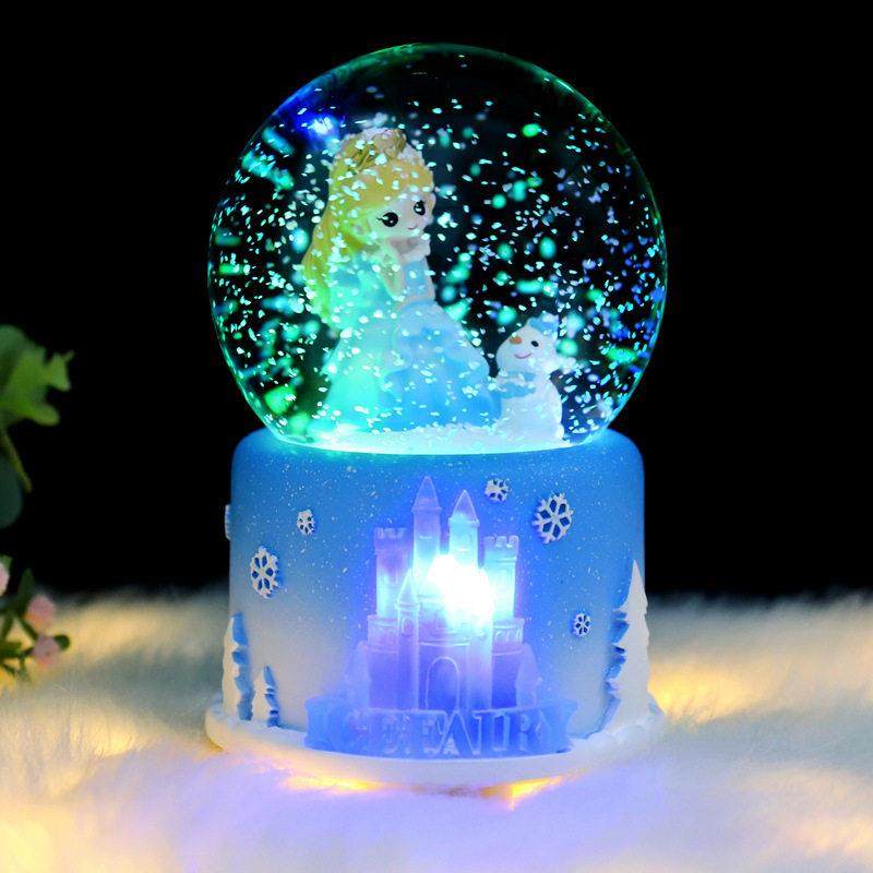 冰雪城堡艾莎公主彩灯飘雪花内转玻璃水晶球音乐盒儿童生日礼物,家居饰品,音乐盒,淘宝优惠券,粉丝福利购,淘宝优惠卷