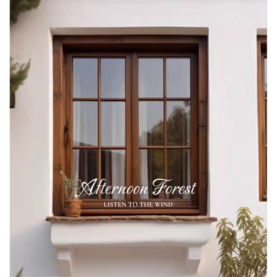 定制实木平开窗户外推玻璃窗实木窗推拉窗原木框窗左左右折叠木窗